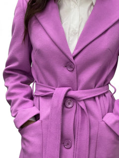 Long mauve coat with hood