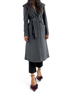 Cappotto lungo dark grey con cappuccio