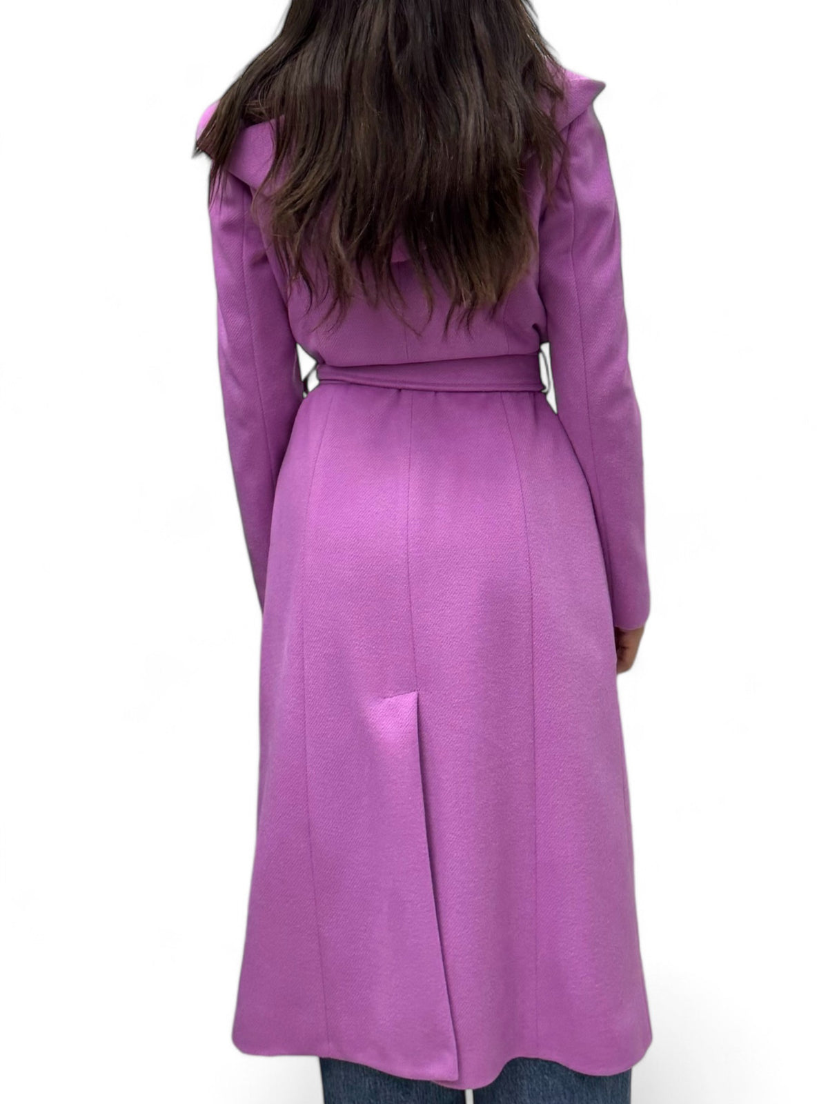 Long mauve coat with hood