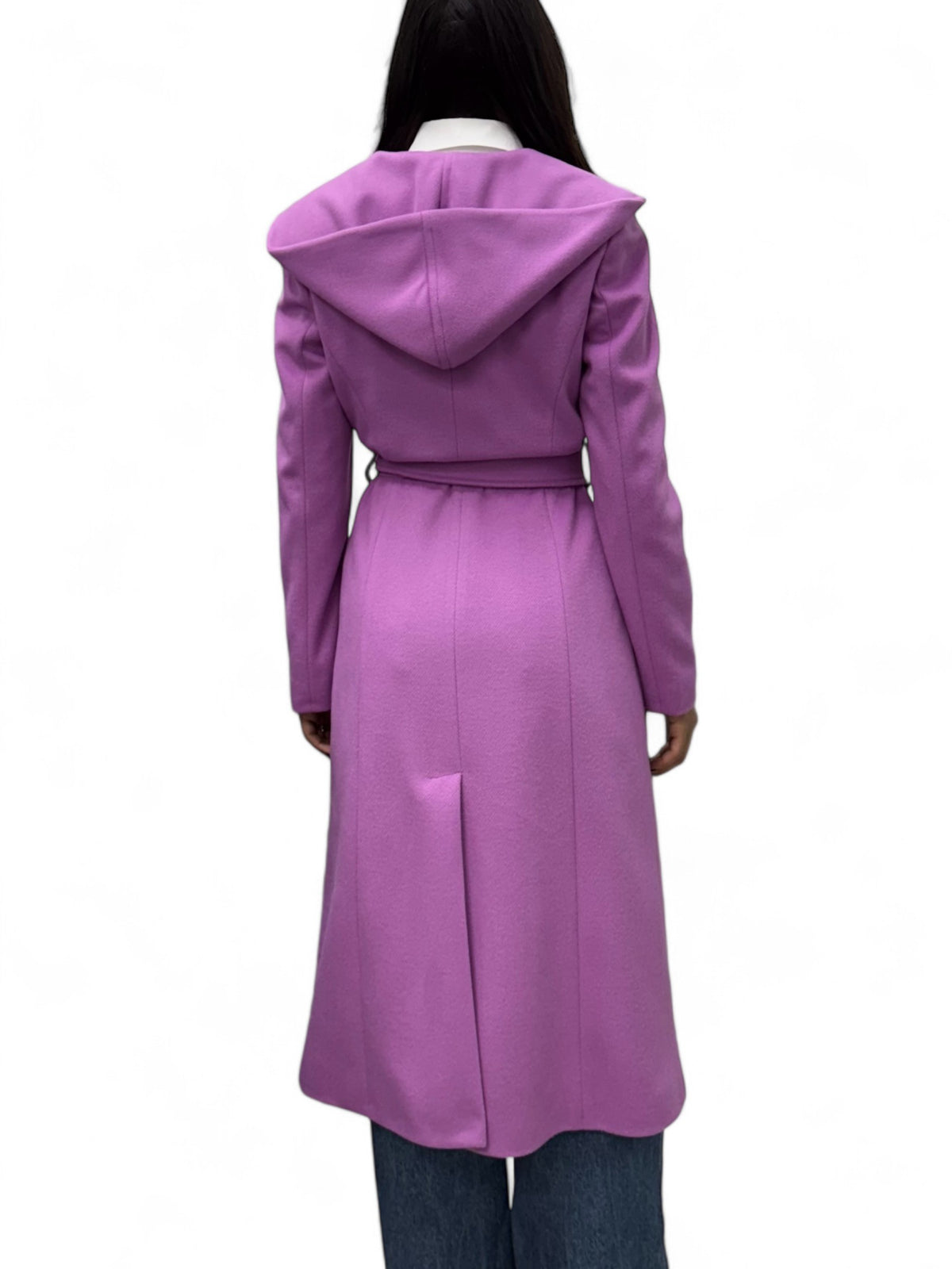 Long mauve coat with hood