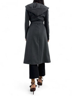 Cappotto lungo dark grey con cappuccio