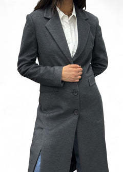 Cappotto dark grey lungo con spacchi davanti