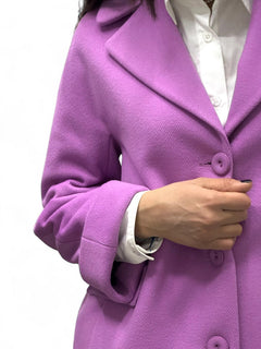 Cappotto regular mauvè con rovescina maniche
