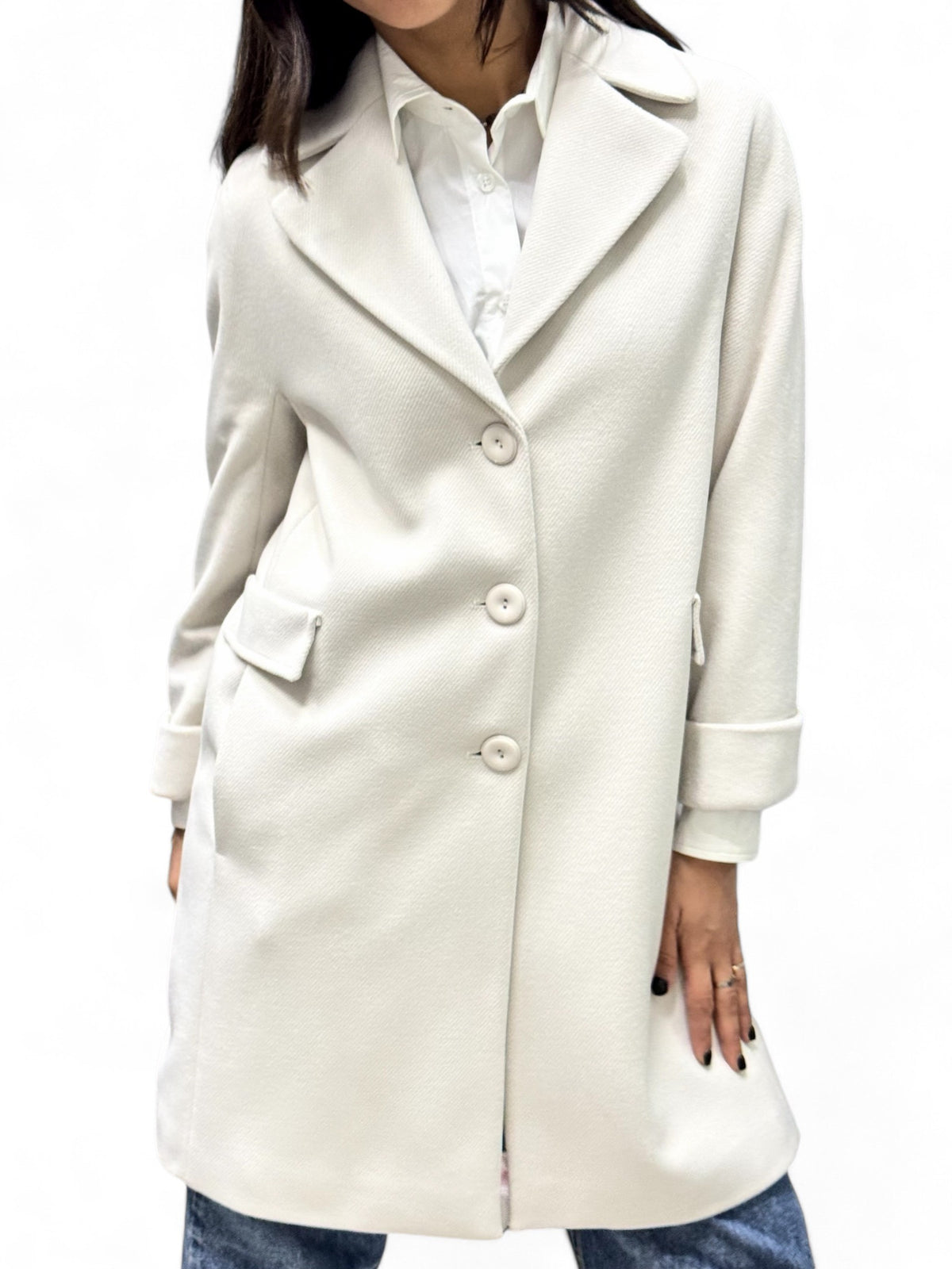 Cappotto regular ghiaccio con rovescina maniche