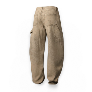 Jeans Charli barrel fit in denim grigio con esplosione strass