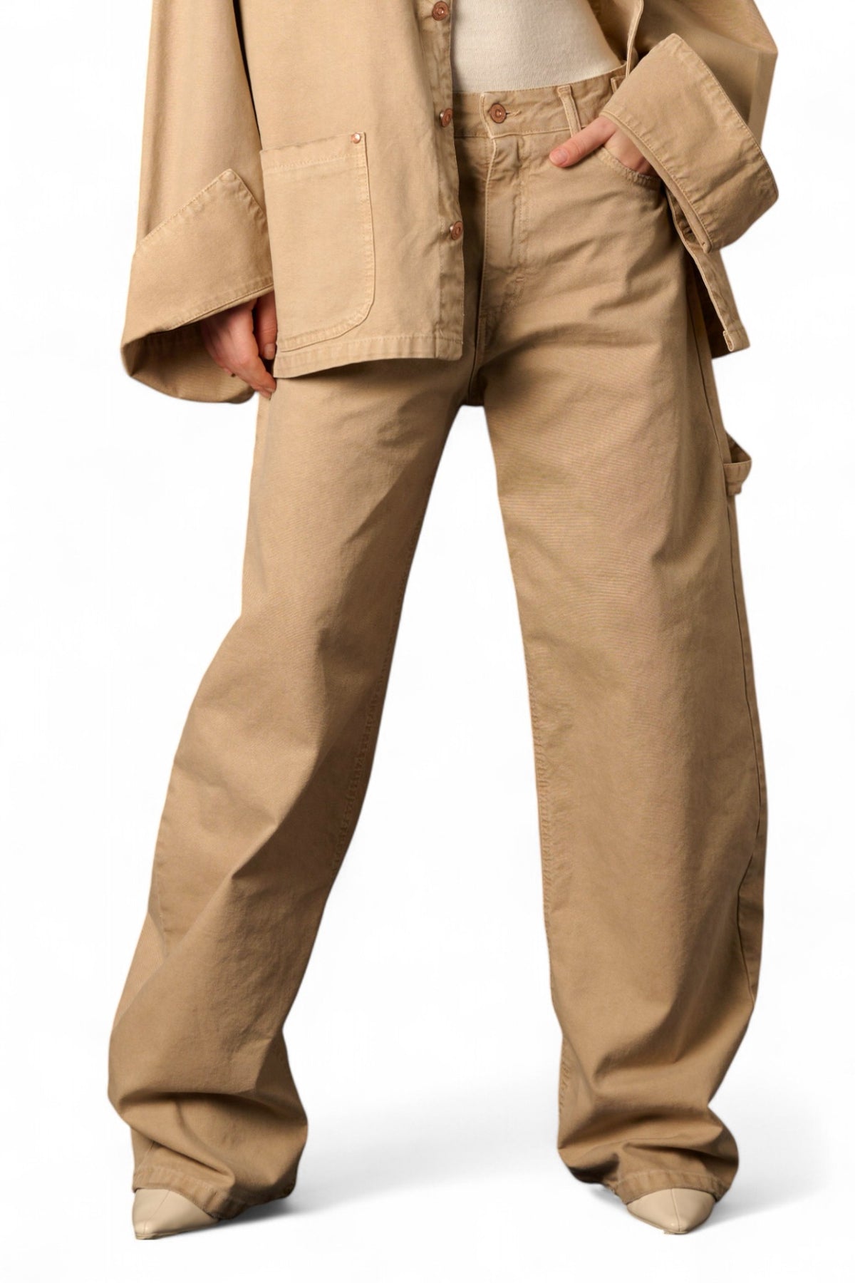 Pantaloni Charli carpenter in canvas barrel fit