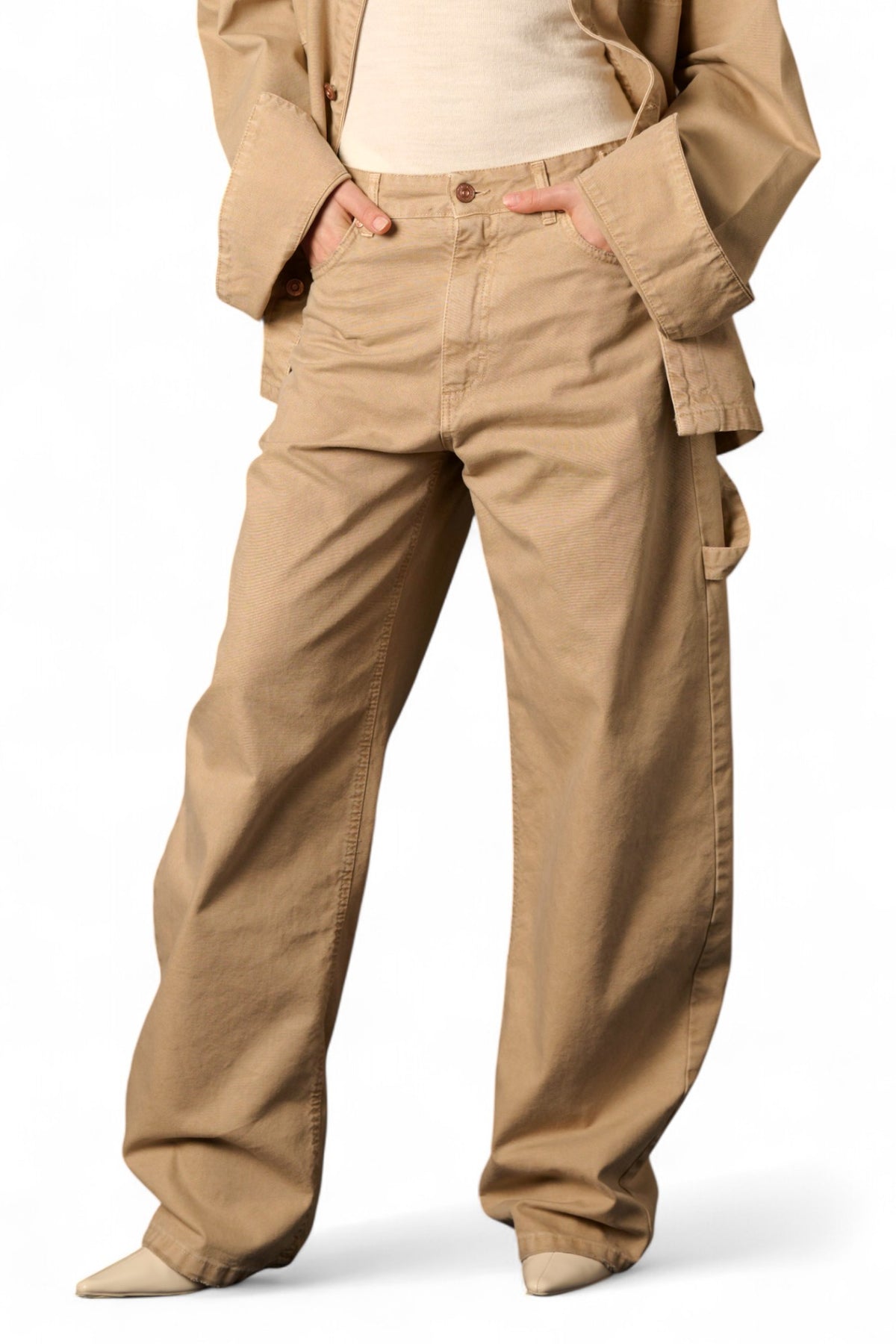 Pantaloni Charli carpenter in canvas barrel fit