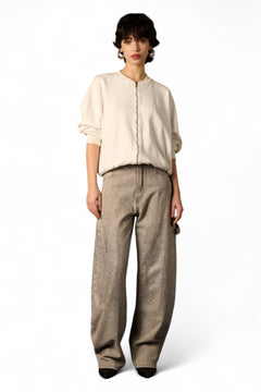 Jeans Charli barrel fit in denim grigio con esplosione strass