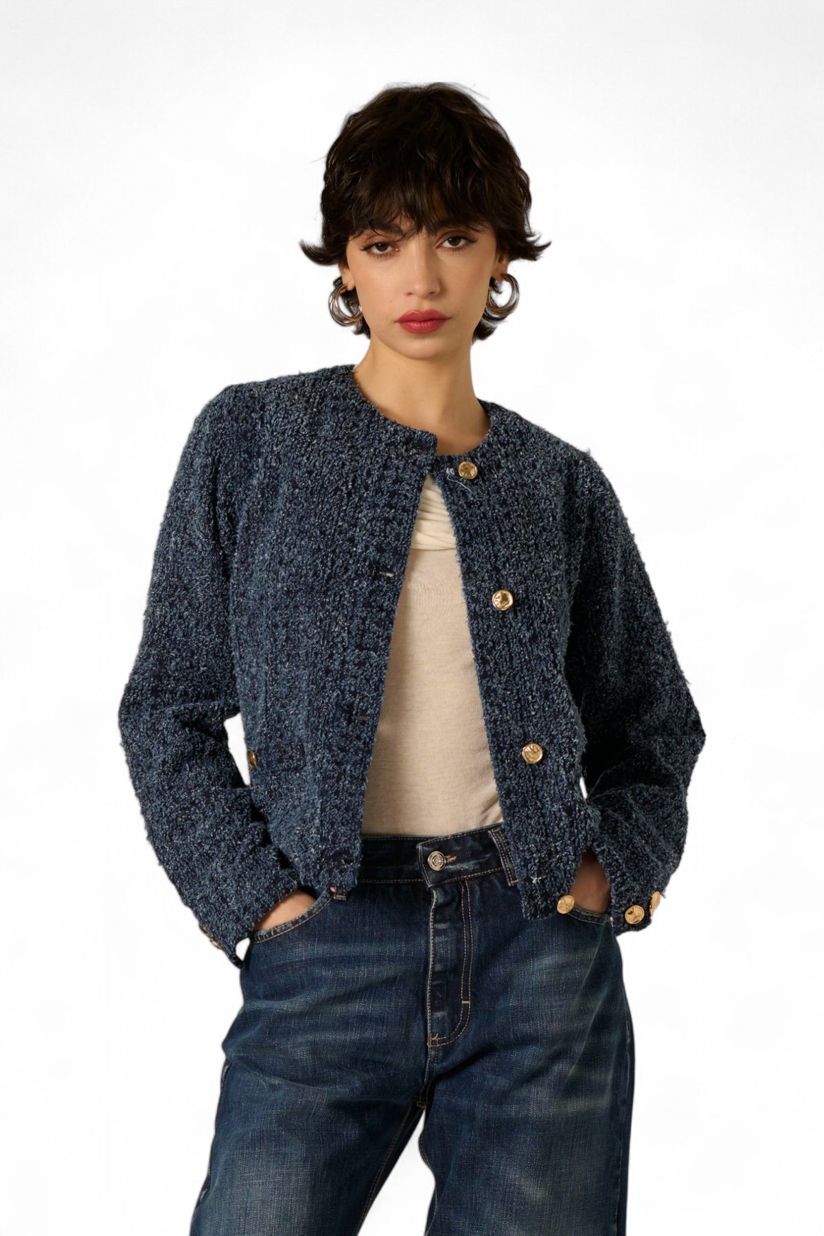 Giacchino Coco in denim bouclè