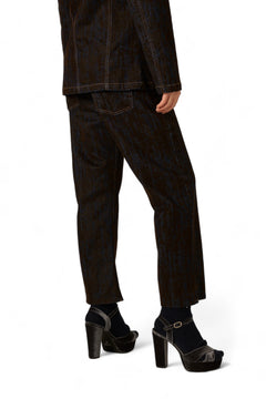 Pantaloni Denise a trombetta in denim floccato