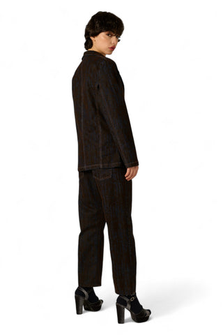 Pantaloni Denise a trombetta in denim floccato