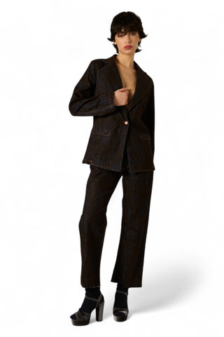 Pantaloni Denise a trombetta in denim floccato