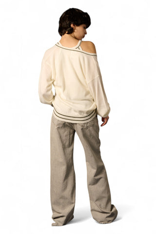 Jeans Dream straight in denim grigio con rotture