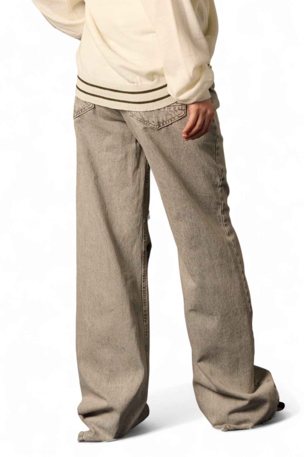 Jeans Dream straight in denim grigio con rotture