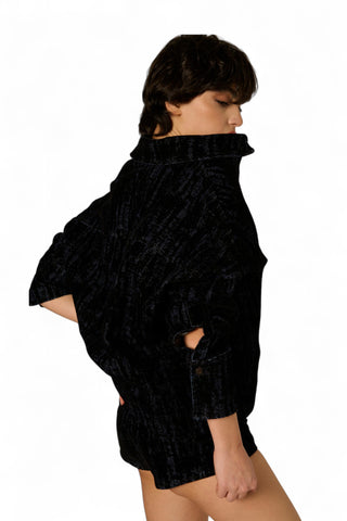 Microshorts Fanny culotte in denim floccato