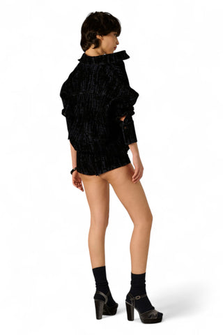 Microshorts Fanny culotte in denim floccato