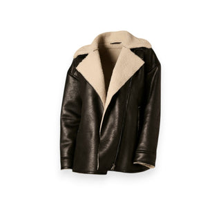 Montone chiodo Tessa oversize con teddy a contrasto