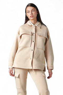 Giacca cargo beige in felpa polycotton