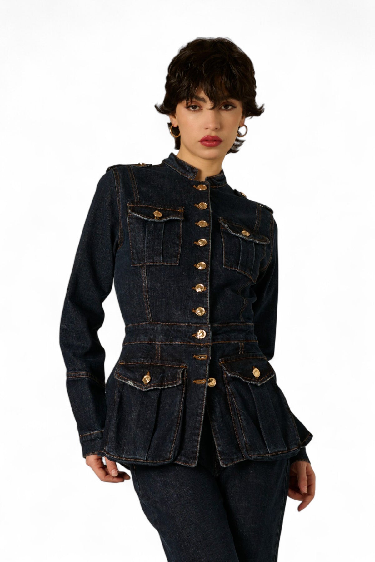 Giacca Jenna con tasconi in denim japan