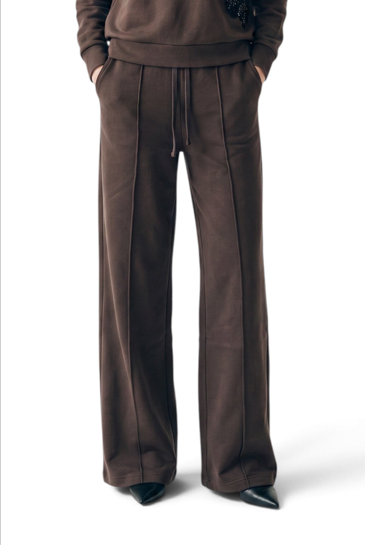 Ivy straight leg fleece trousers with pintuck