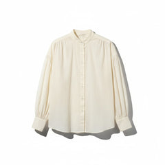 Camicia Yanira con collo coreano e maniche a sbuffo