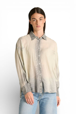 Camicia Yoko oversize in mussola misto tencel e cotone spraywash