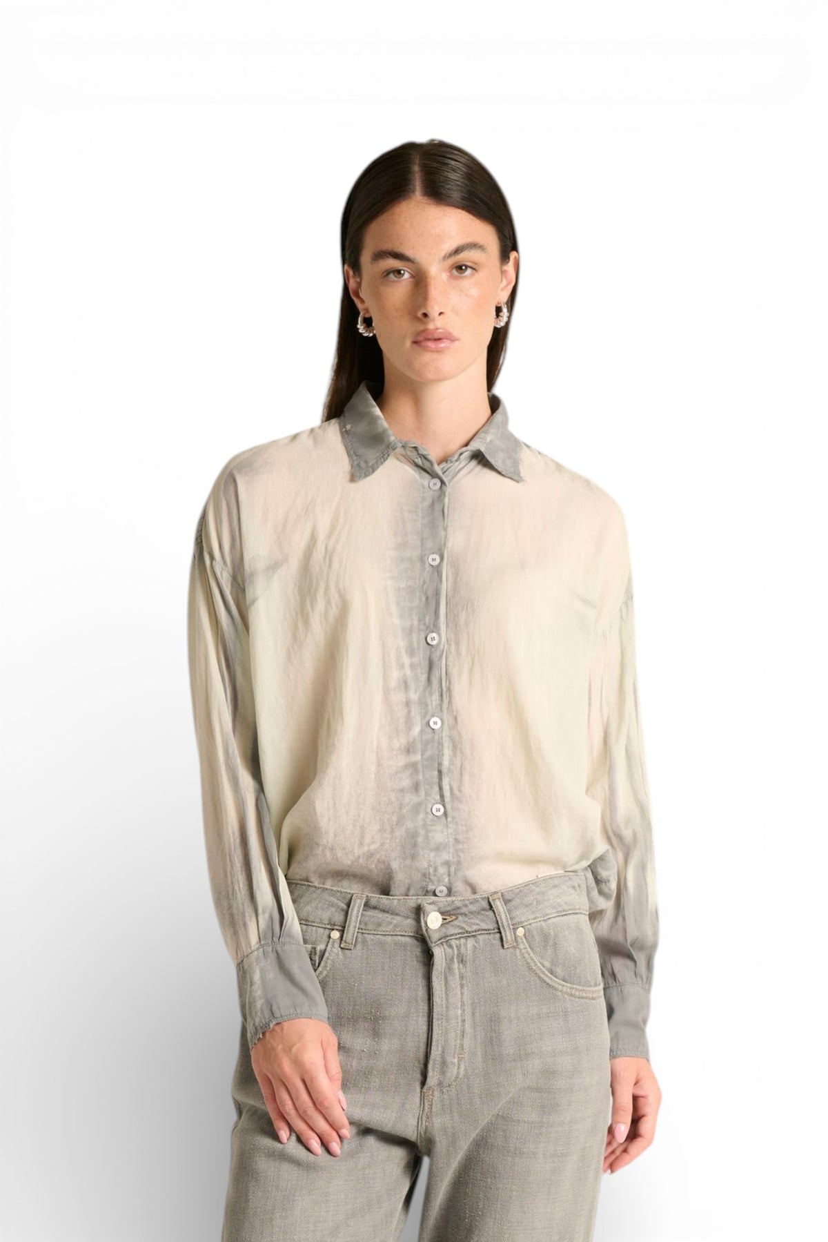 Camicia Yoko oversize in mussola misto tencel e cotone spraywash