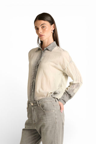 Camicia Yoko oversize in mussola misto tencel e cotone spraywash