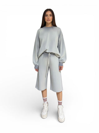 Bermudone Nicole in felpa con trattamento spraywash