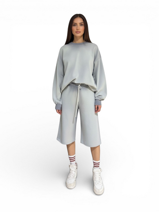 Bermudone Nicole in felpa con trattamento spraywash