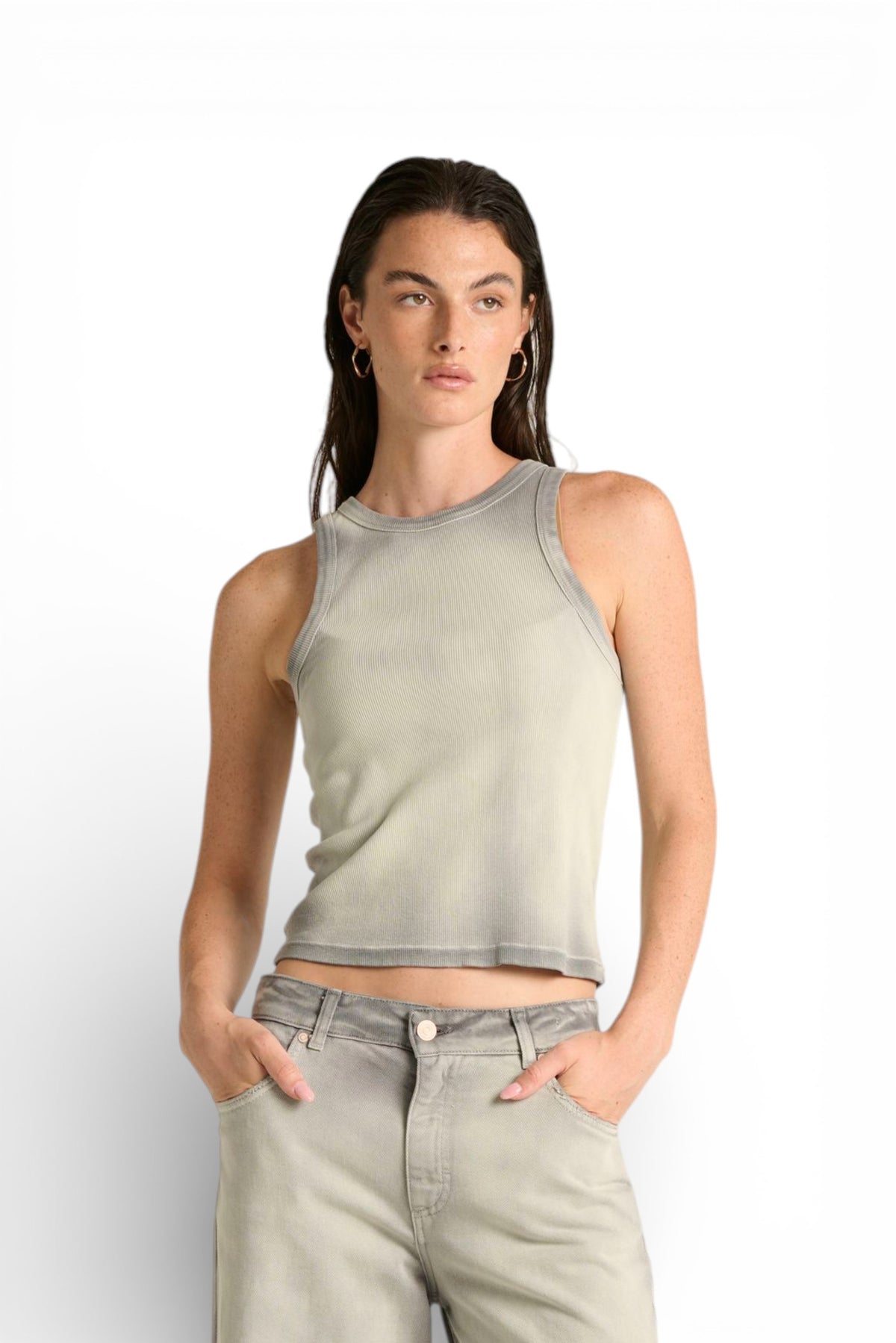Canotta Isa slim in costina spraywash