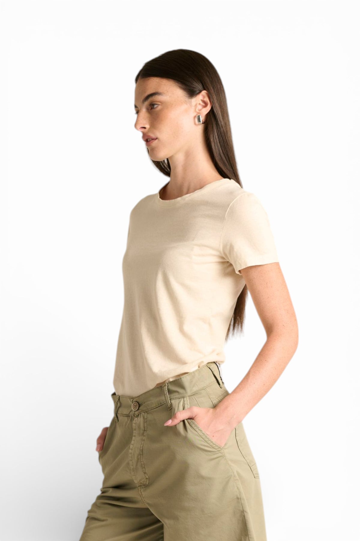 T-shirt Lena basic in cotone misto lino
