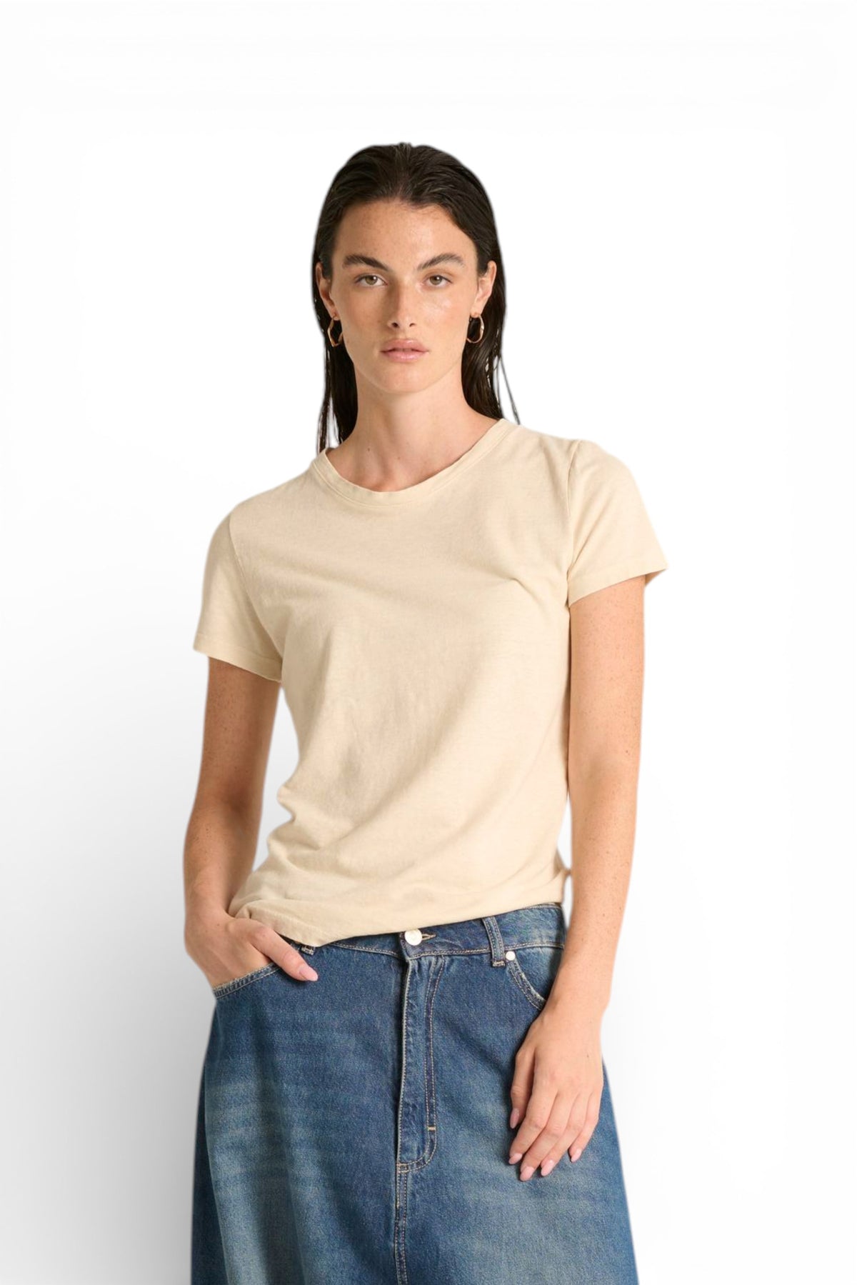 T-shirt Lena basic in cotone misto lino