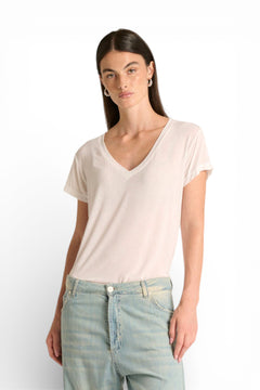 Shirt Olga in misto seta con scollo a V