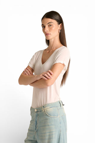 Shirt Olga in misto seta con scollo a V