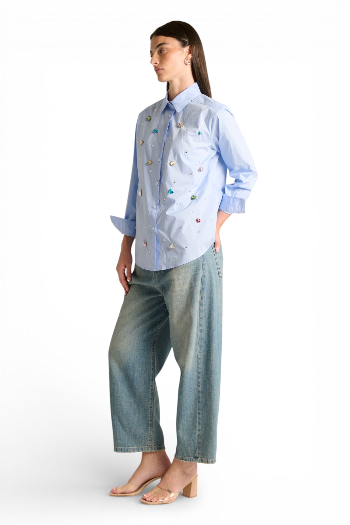 Camicia Phoebe con castoni cuciti a mano