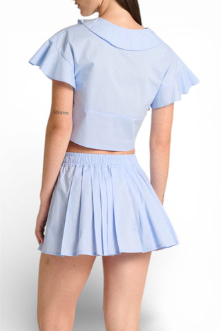 Camicia Roy crop con rouches e lacci sul davanti