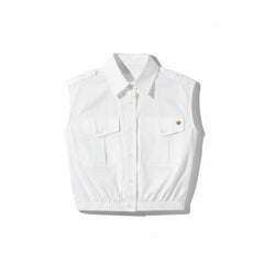 Camicia Ginny cropped a giro maniche con tasche e bandana