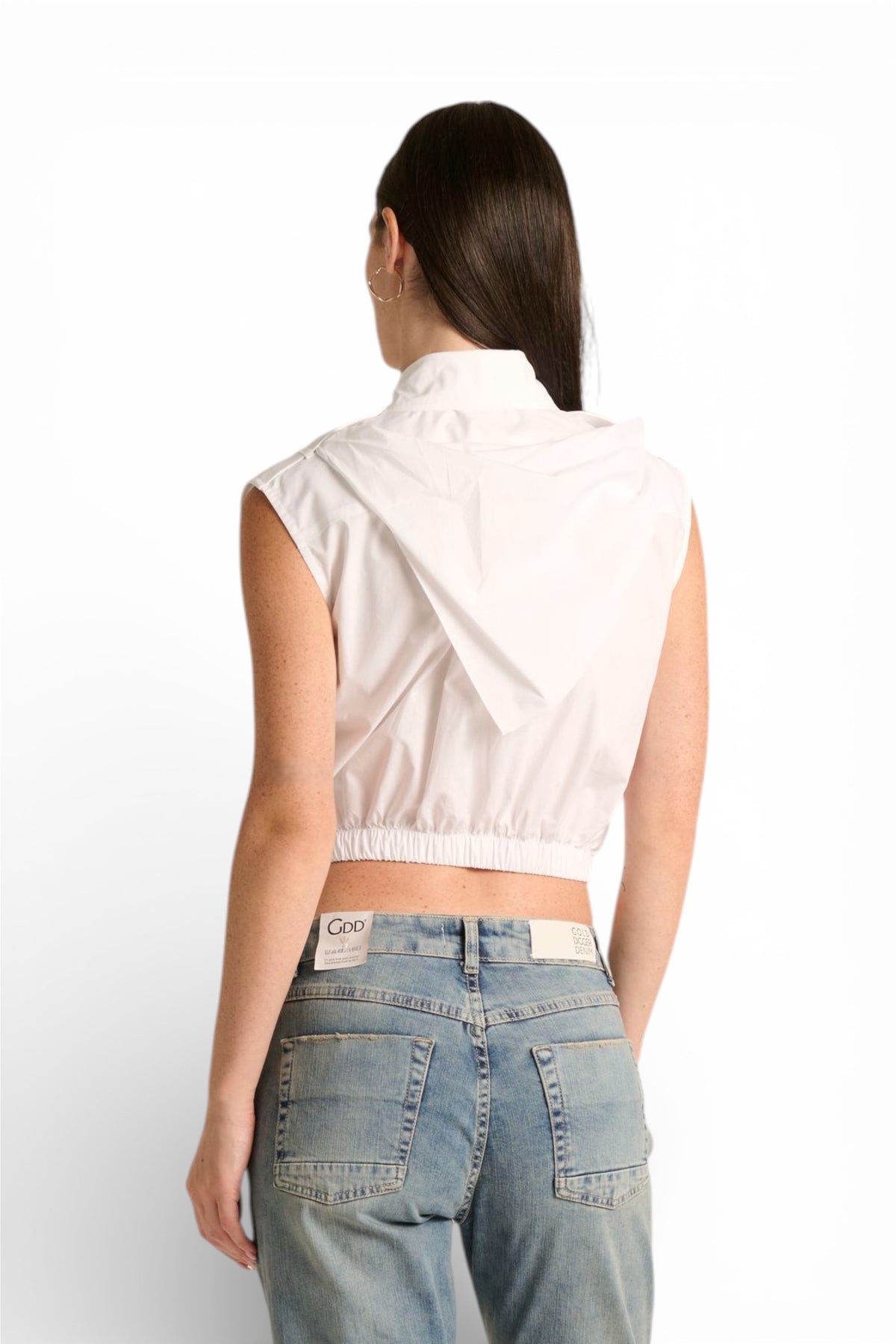 Camicia Ginny cropped a giro maniche con tasche e bandana
