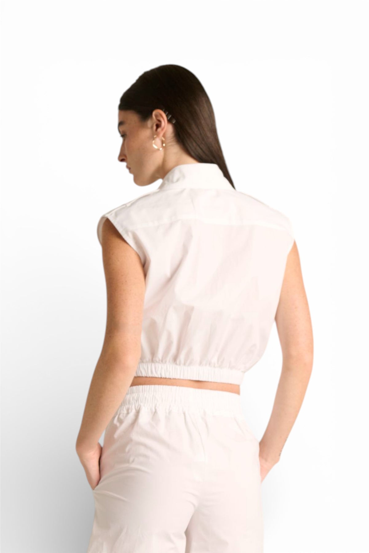 Camicia Ginny cropped a giro maniche con tasche e bandana