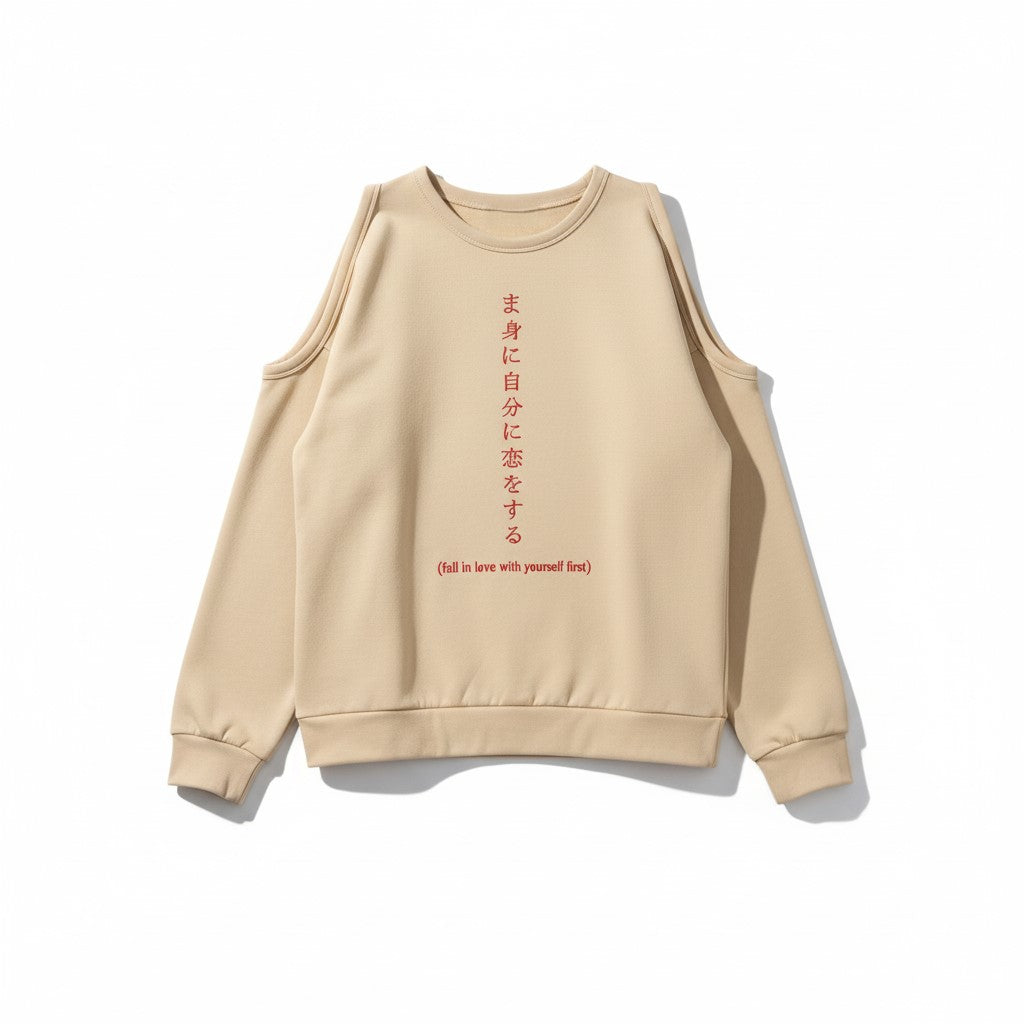 Felpa Aiko cutout spalle con ricamo japan