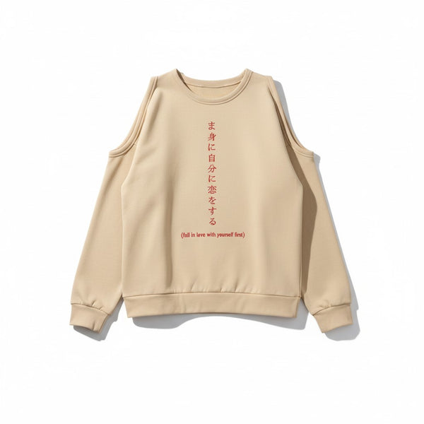 Felpa Aiko cutout spalle con ricamo japan