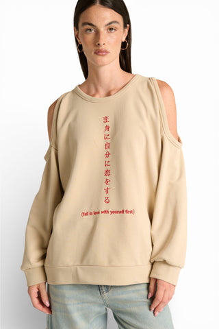 Felpa Aiko cutout spalle con ricamo japan