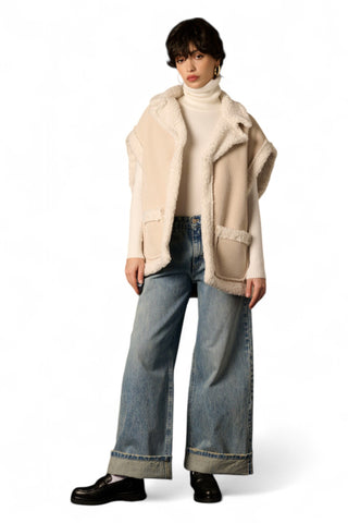 Gilet Kate in velluto con teddy in tono