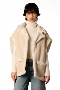 Gilet Kate in velluto con teddy in tono
