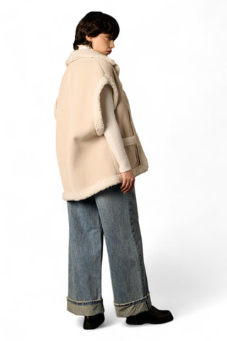 Gilet Kate in velluto con teddy in tono