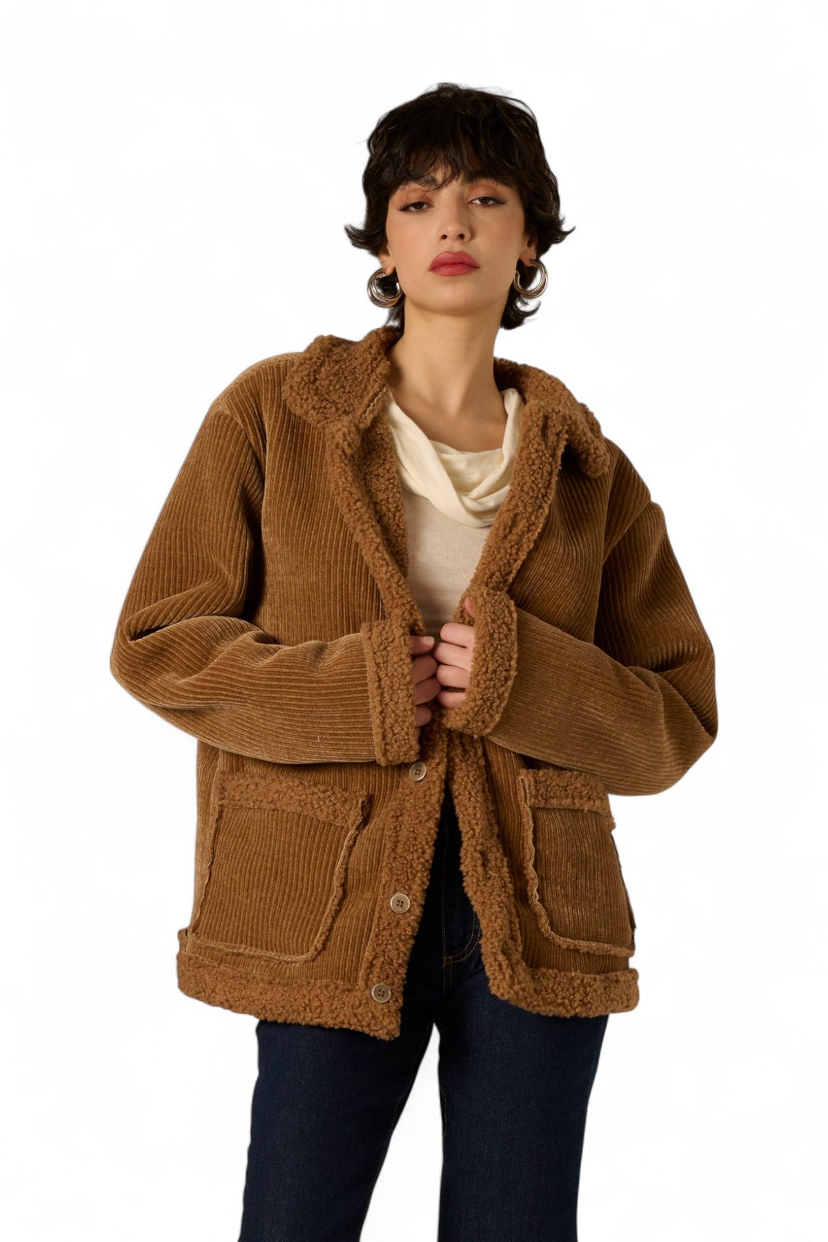 Giacca Kelly in velluto con teddy in tono