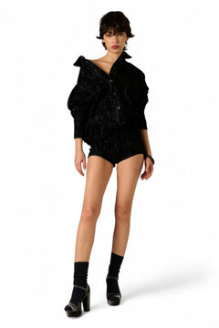 Giacca camicia Lola oversize in denim floccato
