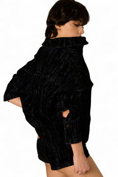 Giacca camicia Lola oversize in denim floccato