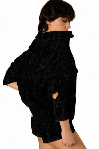 Giacca camicia Lola oversize in denim floccato